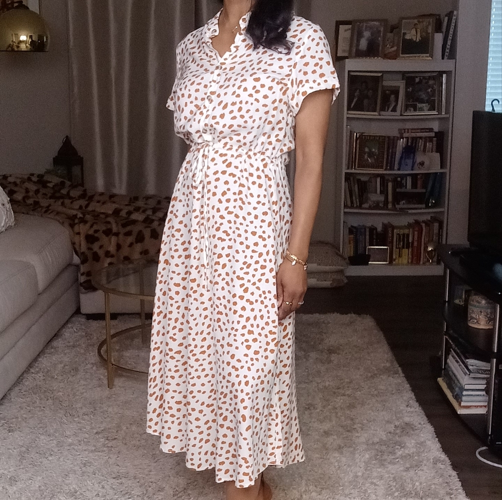 LDS Spring Leopard Cinched Dress